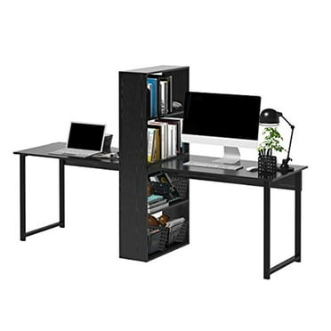 HomCom Home Office Storage Furniture: Industrial Double Computer Desk ...