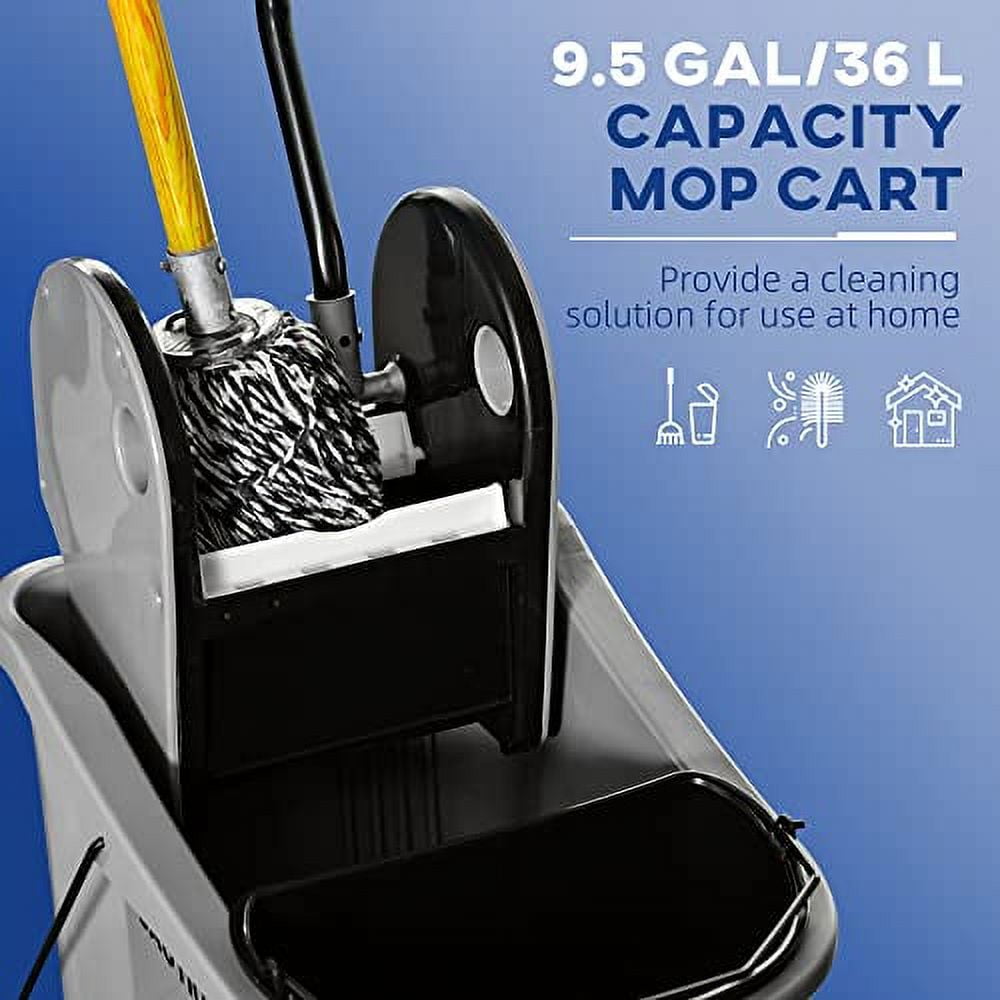 9.5 Gallon (38 Quart) Mop Bucket with Wringer Cleaning Cart, 4