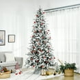 thumbnail image 1 of HOMCOM 9 Foot Pine Snow Flocked Artificial Christmas Tree with 616 Realistic Cedar Branches, Auto Open, Home Holiday Decoration, Green, 1 of 9