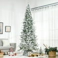 thumbnail image 1 of HOMCOM 9' Unlit Snow Flocked Pine Artificial Christmas Tree with Realistic Branches and 1159 Tips, Green, 1 of 9