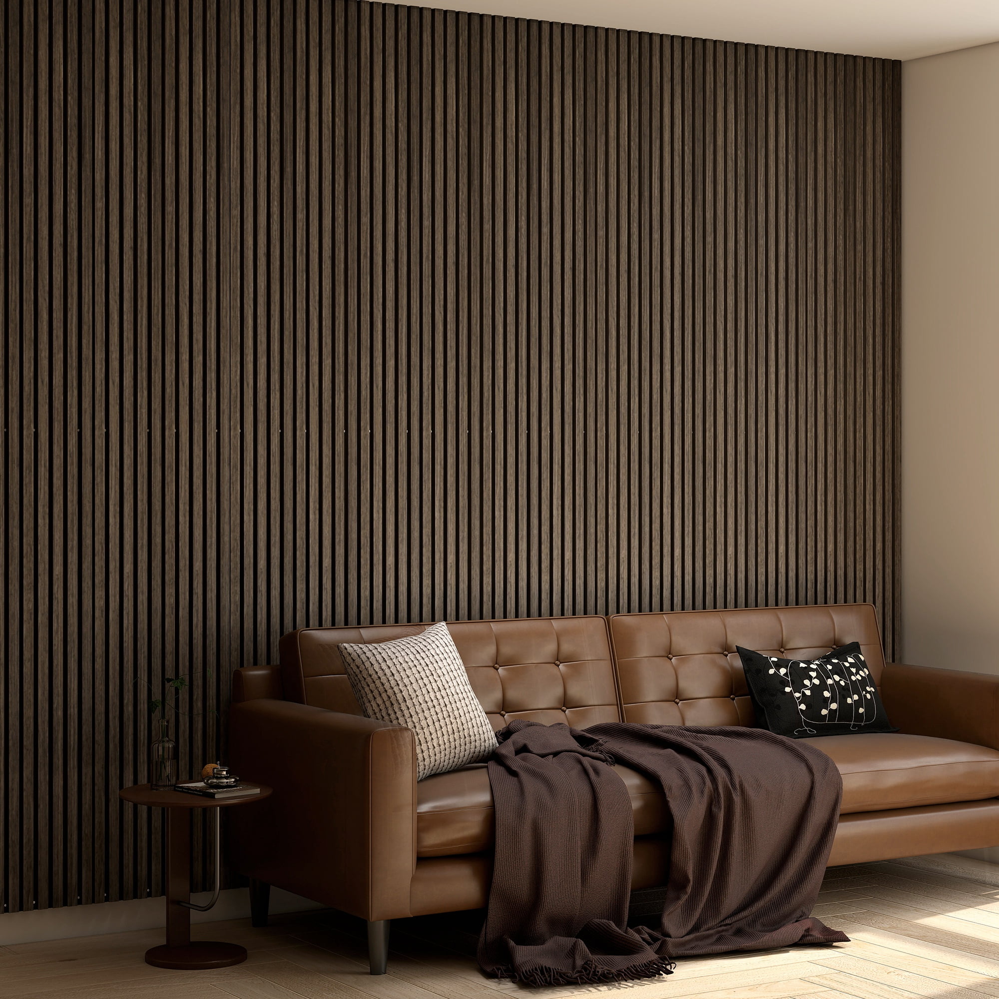 HOMCOM 95" x 8" 4 Pack Wood Wall Panels for Sound Absorbing, Acoustic Wood Panels for Interior Wall Decor, Ceiling, Walnut