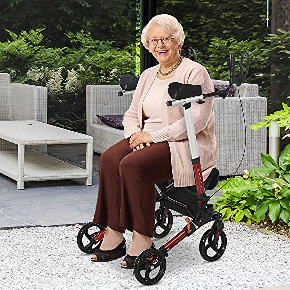 HOMCOM Adjustable Aluminum Upright Rollator Walker for Seniors, Medical ...