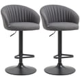 thumbnail image 1 of HOMCOM Adjustable Bar Stools Set of 2, Modern Counter Height Barstools, Fabric Upholstered Kitchen Stools with Swivel Seat, Steel Frame, Footrest, âGrey, 1 of 9