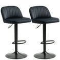 thumbnail image 1 of Homiyad Adjustable Bar Stools Set of 2, Velvet Counter Height Barstool, Upholstered Kitchen Stool with Swivel Seat, Steel Frame, Footrest for Kitchen Counter and Dining Room, ‎Black, 1 of 8