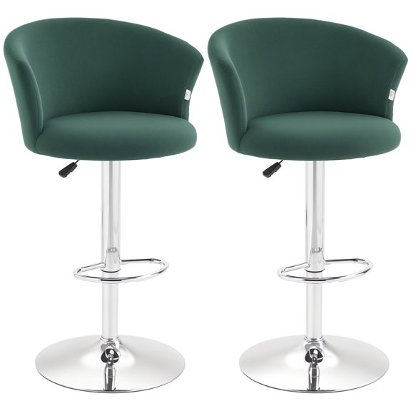 Homiyad Adjustable Bar Stools Set of 2, Velvet Upholstered Counter Height Barstool with Swivel Seat, Wing Back, ‎Dark Green