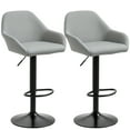 thumbnail image 1 of Homiyad Adjustable Bar Stools, Swivel Counter Height Barstools with Footrest and Back, PU Leather and Steel Round Base, for Kitchen Counter and Dining Room, Set of 2, Grey, 1 of 8