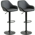 thumbnail image 1 of Homiyad Adjustable Bar Stools, Swivel Counter Height Barstools with Footrest and Back, PU Leather and Steel Round Base, for Kitchen Counter and Dining Room, Set of 2, Black, 1 of 8