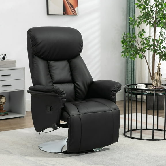 HOMCOM Adjustable Swivel Recliner Chair with Padded Arms, Black