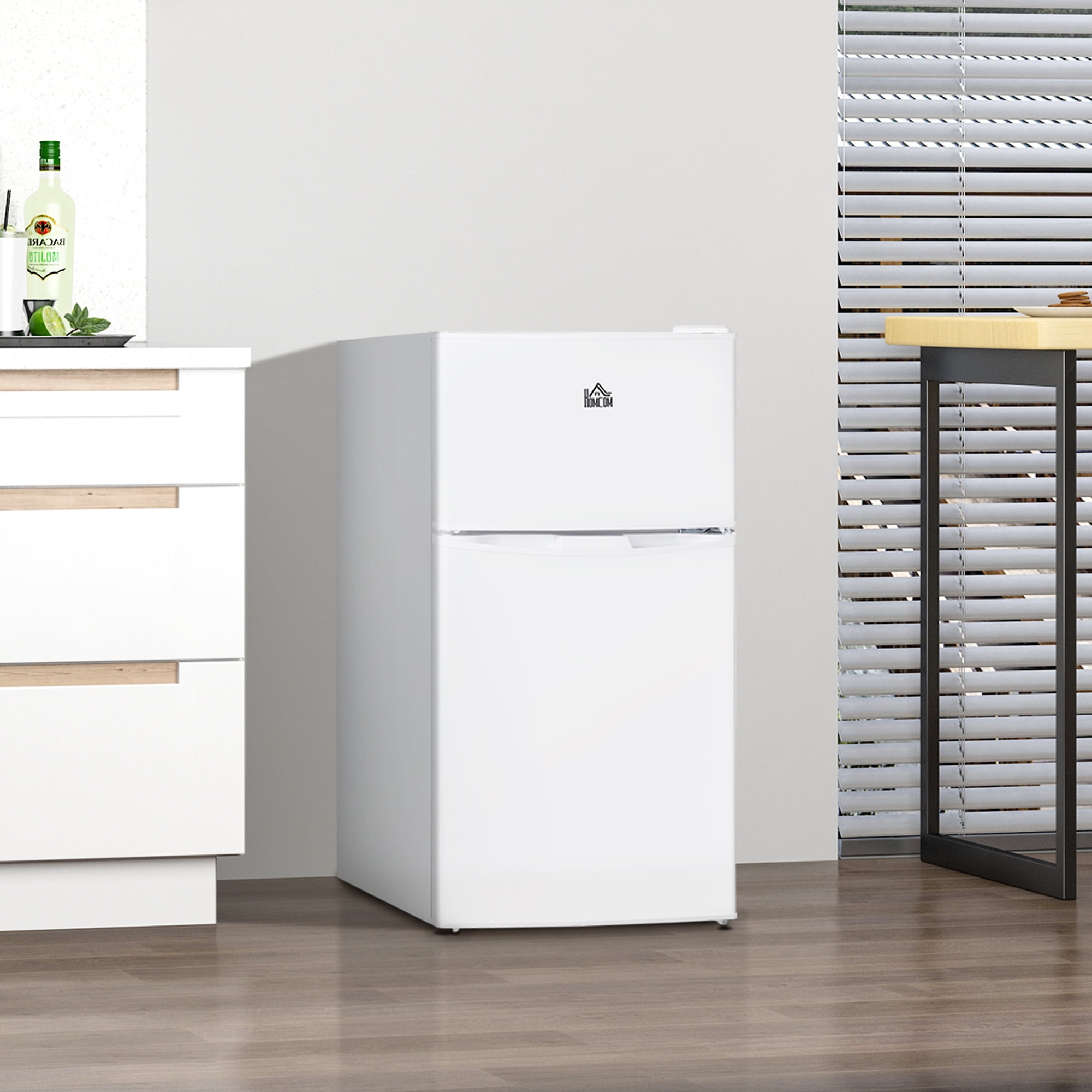 Compact White Smart Mini Fridge with Freezer
