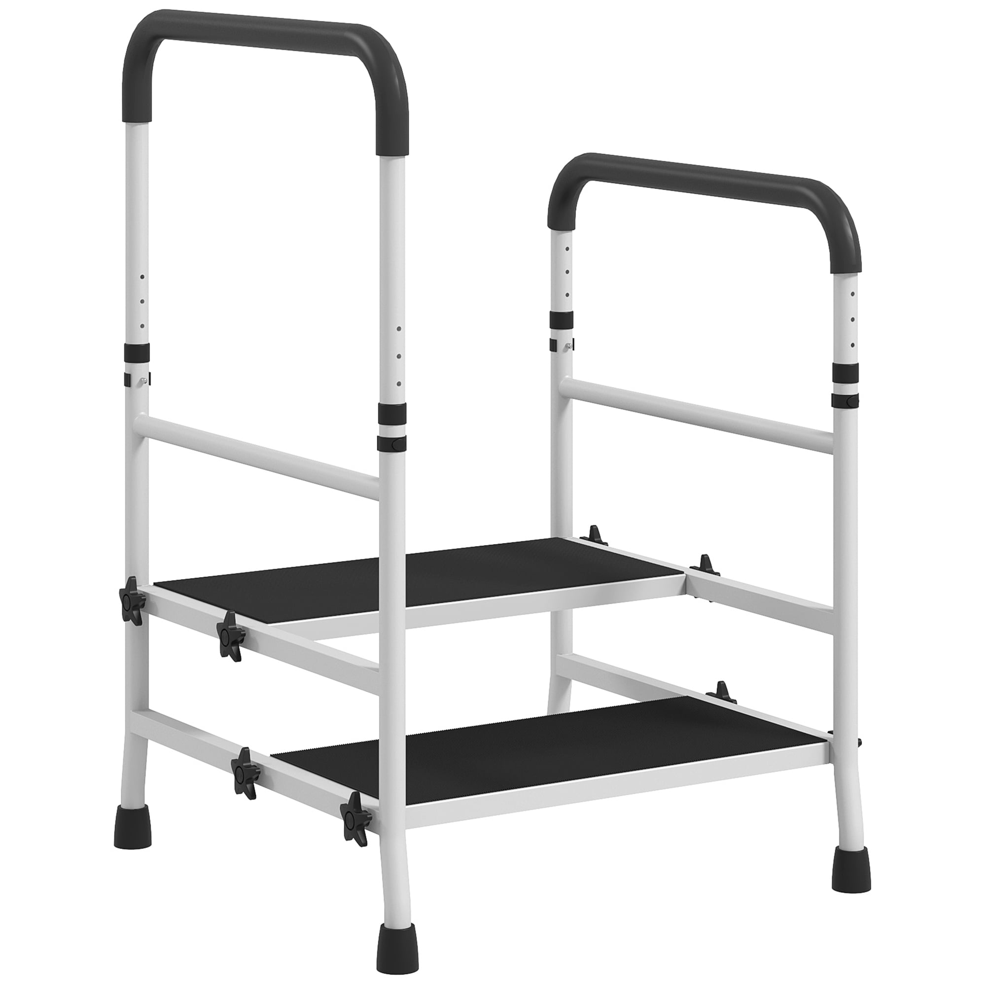 Adjustable TwoStep Bed Step Stool with Handle Storage for