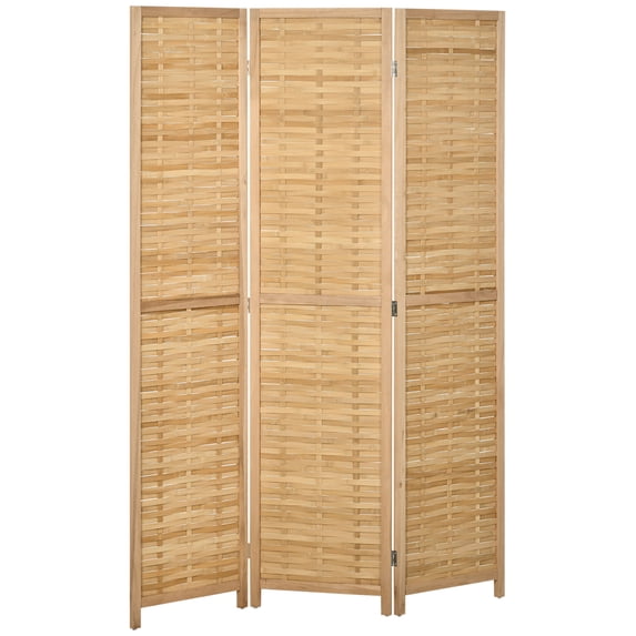HOMCOM Bamboo Woven 3 Panel Room Divider, 5.5', Natural