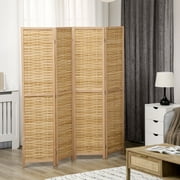 HOMCOM Bamboo Woven 4 Panel Room Divider, 5.5, Natural