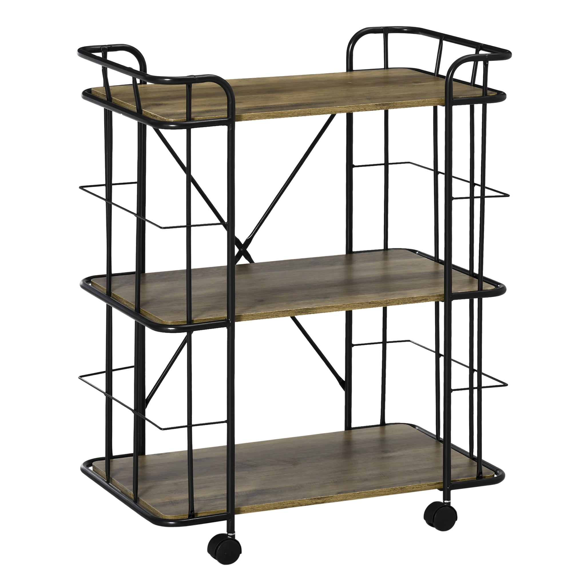 Bar Cart, Industrial Kitchen Cart with Wheels , Rolling Utility