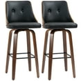 thumbnail image 1 of HOMCOM Bar Height Bar Stools, PU Leather Swivel Barstools with Footrest and Tufted Back, Set of 2, Black, 1 of 8