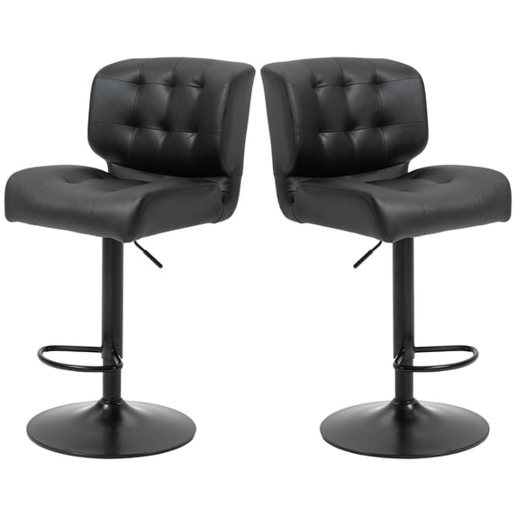 HOMCOM Bar Height Bar Stools Set of 2 with Adjustable Seat