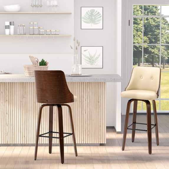 HOMCOM Bar Height Bar Stools Set of 4, Beige