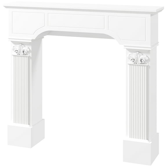 HOMCOM Baroque Fireplace Mantel, Fireplace Surround with Ionic Leg, White