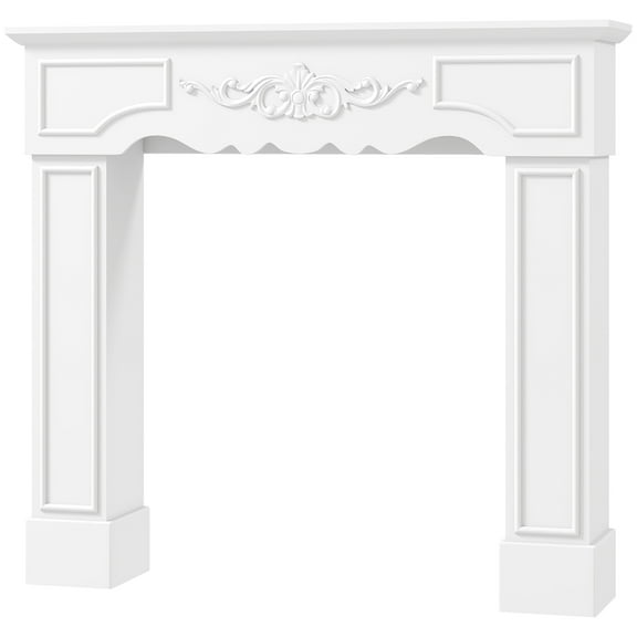 HOMCOM Baroque Fireplace Mantel, Fireplace Surround with Leg, White