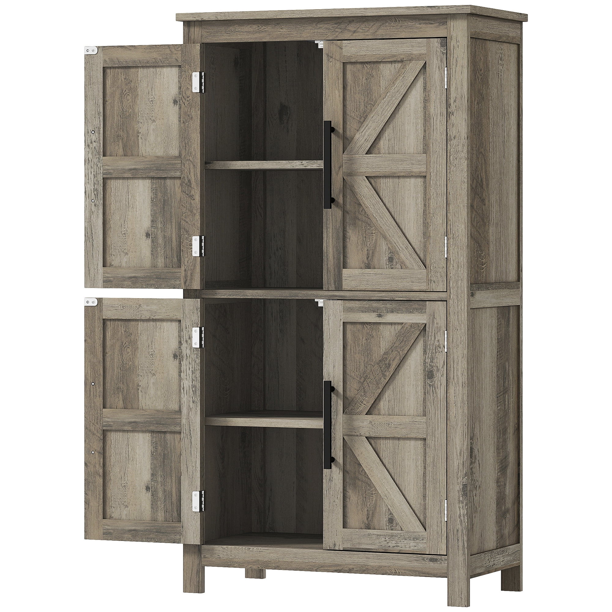 HOMCOM Bathroom Floor Cabinet, Bathroom Cabinet with Doors, Light Gray