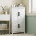 thumbnail image 1 of HOMCOM Bathroom Floor Cabinet, Farmhouse Bathroom Cabinet with Barn Doors, Bathroom Storage Cabinet with Adjustable Shelf, White, 1 of 9