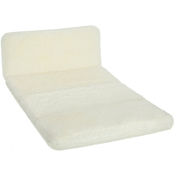 HOMCOM Bean Bag Floor Sofa Bed, Plush Folding Floor Mattress, Cream White