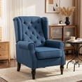 thumbnail image 1 of HOMCOM Button-Tufted Accent Chair with High Wingback, Rounded Cushioned Armrests and Thick Padded Seat, Blue, 1 of 10