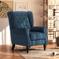 thumbnail image 1 of HOMCOM Button-Tufted Accent Chair with High Wingback, Rounded Cushioned Armrests and Thick Padded Seat, Blue, 1 of 10