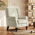 thumbnail image 1 of HOMCOM Button-Tufted Accent Chair with High Wingback, Rounded Cushioned Armrests and Thick Padded Seat, Cream White, 1 of 10