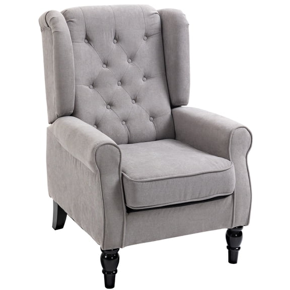 HOMCOM Button-Tufted Accent Chair with High Wingback, Rounded Cushioned Armrests and Thick Padded Seat, Grey On-Site