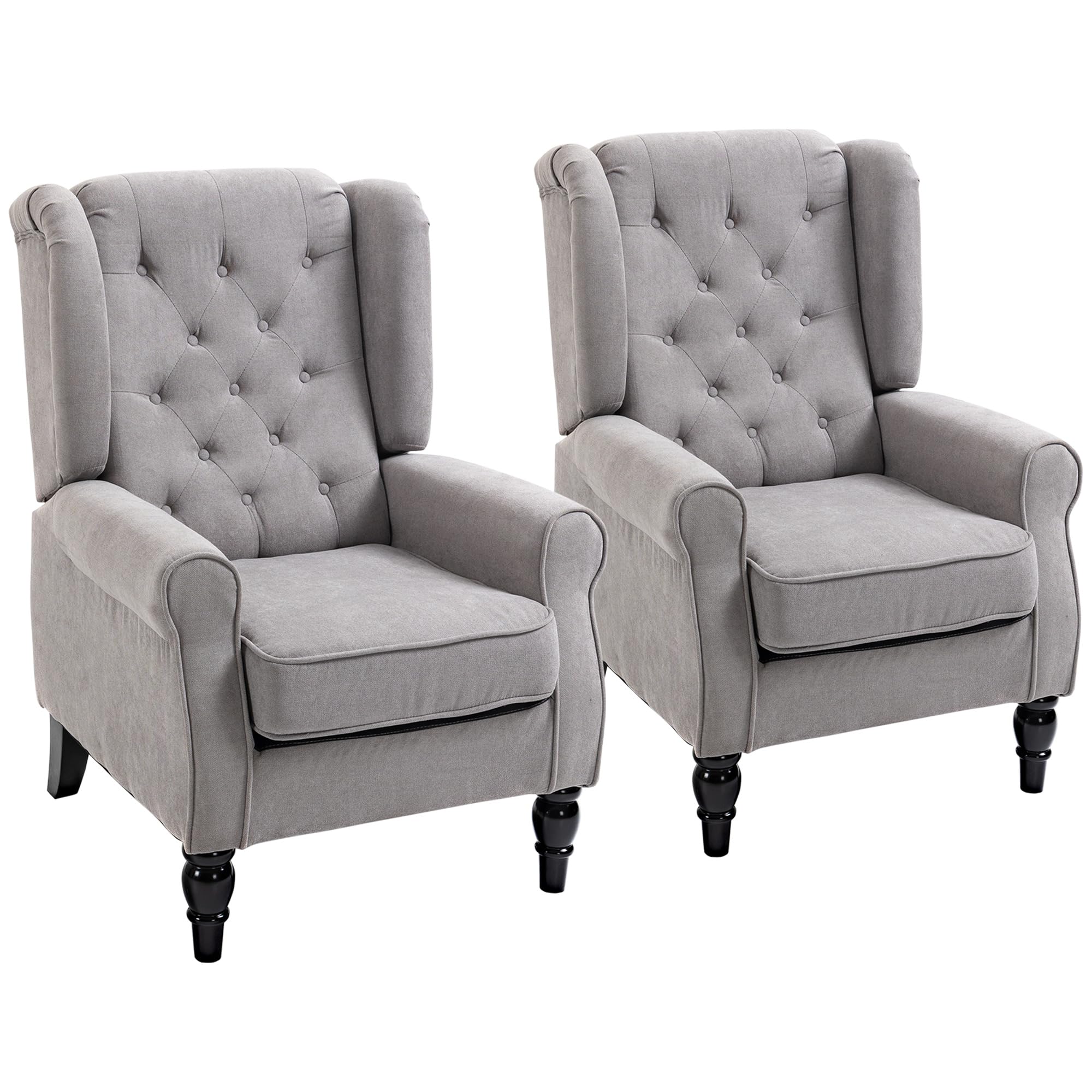 HOMCOM Button-Tufted Accent Chair with High Wingback, Rounded Cushioned ...