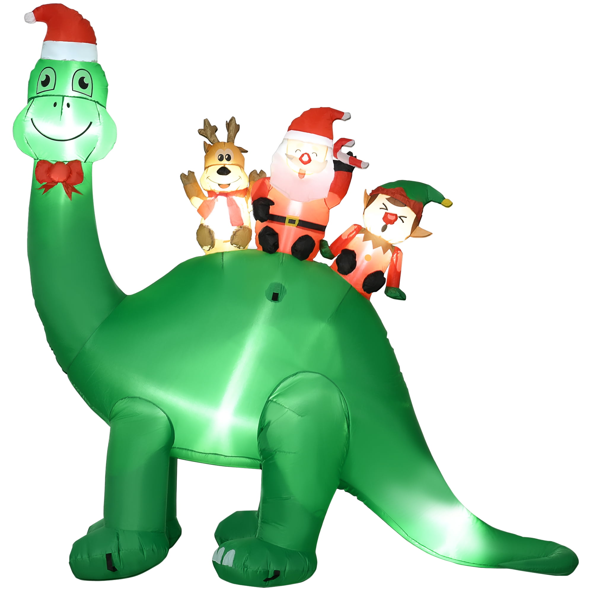 Christmas Inflatable Dinosaur with LED Lights for Garden Indoor Outdoor