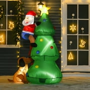 HOMCOM Christmas Inflatable Tree with LED Lights for Garden Indoor Outdoor