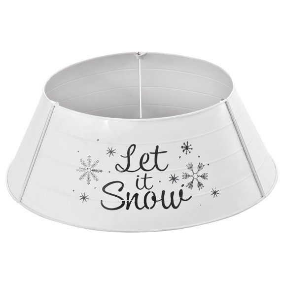 HOMCOM Christmas Tree Collar Snowflake Design Steel Ring Skirt Holiday Decor 26 Inch Base White