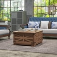 thumbnail image 1 of HOMCOM Farmhouse Coffee Table with Flip Top, Hidden Storage Compartment, Square Center Table for Living Room, Distressed Brown, 1 of 9