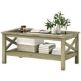 thumbnail image 1 of HOMCOM Coffee Table with Wood Frame for Living Room, Gray, 1 of 8