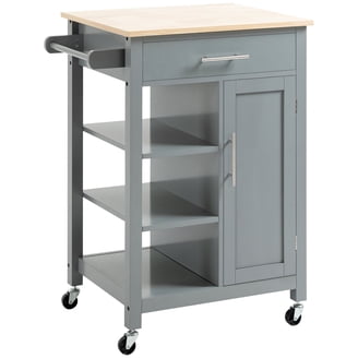 Hodedah Microwave Kitchen Cart, Chocolate - Grey - Walmart.com