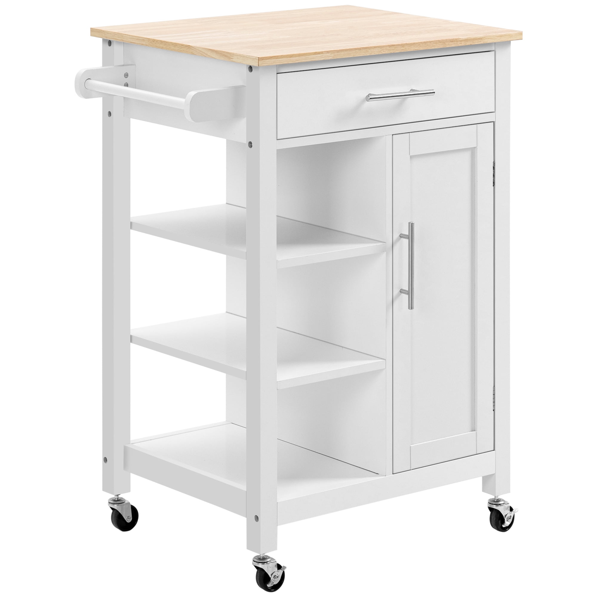 Compact Kitchen Island Cart on Wheels, Rolling Utility Trolley