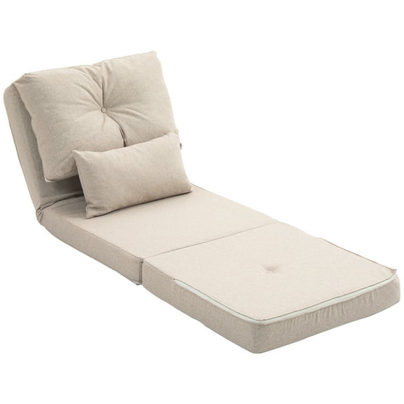 HOMCOM Convertible Chair, Floor Lazy Sofa with Adjustable Backrest, Beige