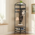 thumbnail image 1 of HOMCOM Corner Hall Tree, 4-Tier Coat Rack with Shoe Storage, 8 Movable Hooks and 2 Storage Shelves for Entryway Hallway, Black, 1 of 9