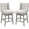 thumbnail image 1 of HOMCOM Counter Height Bar Stools Set of 2, 180 Swivel Barstools Beige, 1 of 8