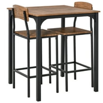 HOMCOM Counter Height Bar Table Set for 2, Square Kitchen Table, Black