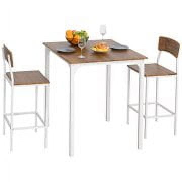 Rustic White and Medium Wood 3-Piece Bar Table Set with Steel Legs