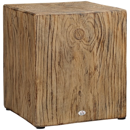 Homiyad Concrete End Table Rustic Side Table with Wood Grain Finish for Indoors and Outdoors Gray