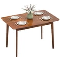 thumbnail image 1 of HOMCOM Mid-Century Modern Dining Table for 4, 47.2" Rectangle Kitchen Table with Wood Veneer Top and Rubber Wood Frame for Dining Room, Walnut, 1 of 10