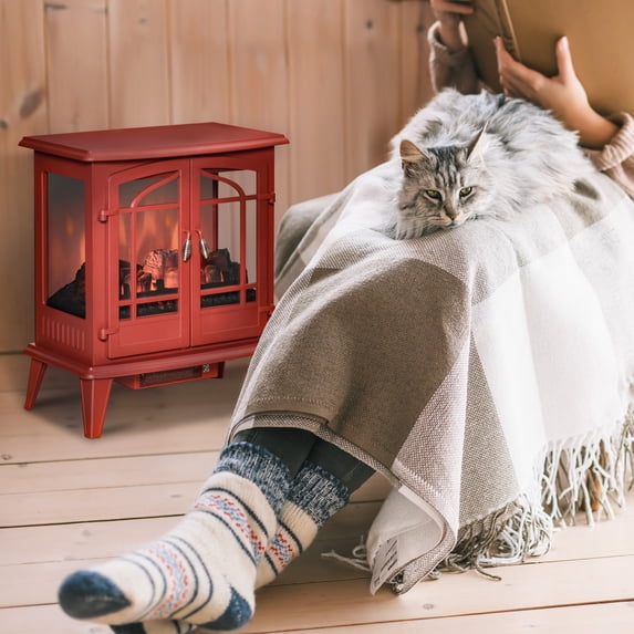 HOMCOM Freestanding Electric Fireplace 25” x 28.5” 1400W Indoor Fireplace