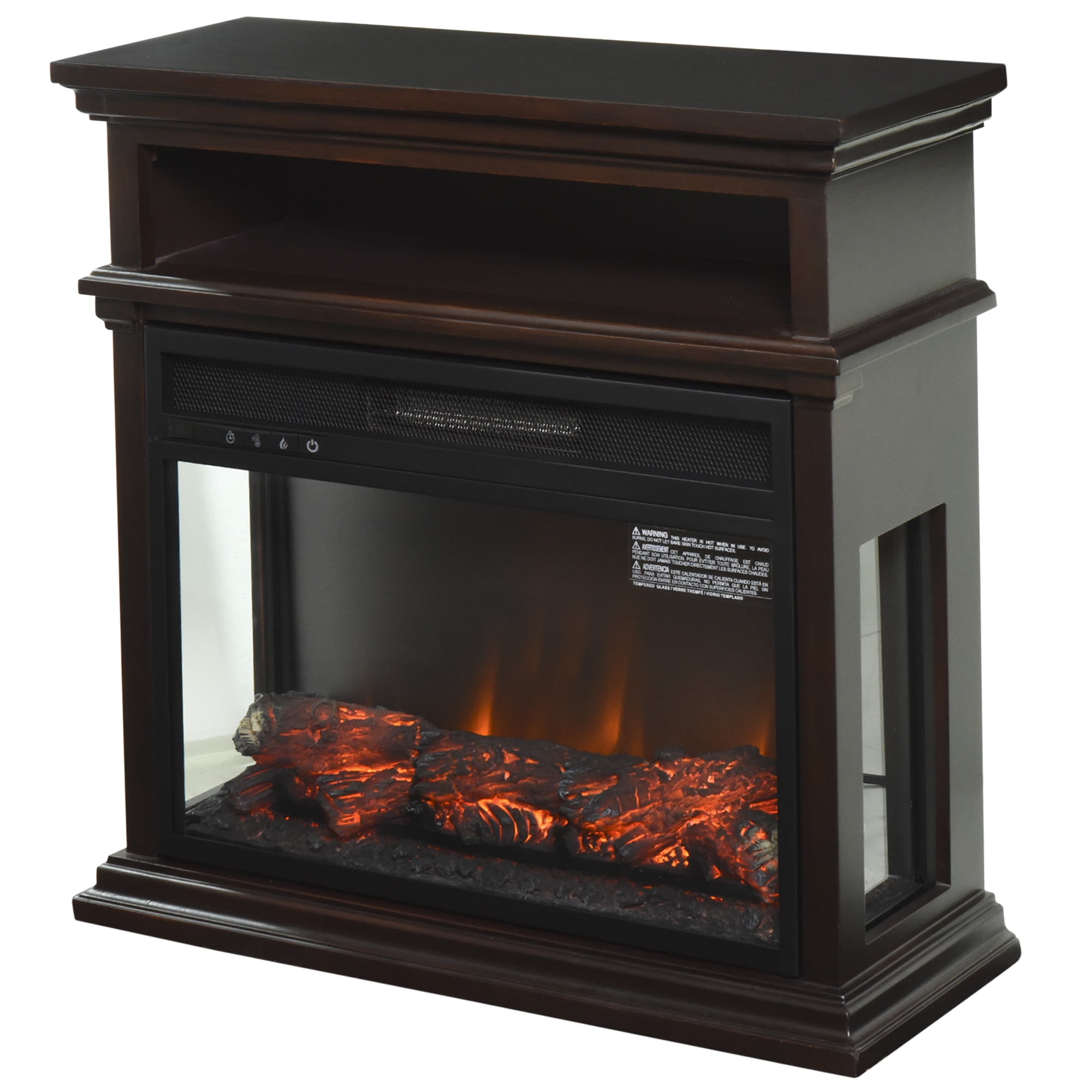HOMCOM Electric Fireplace with Shelf, Storage Rack, Side Console Table u0026 LED  - Walmart.com