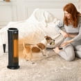 thumbnail image 1 of HOMCOM 2-In-1 Portable Electric Tower Heater, Oscillating Space Heater with 12H Timer, Three Heating Modes, 750/1500W, for Indoor Use, Black, 1 of 9