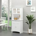 thumbnail image 1 of HOMCOM Elegant Buffet with Hutch, Kitchen Pantry Storage Cabinet with Framed Glass Door Drawer and Microwave Space, White, 1 of 9