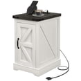 thumbnail image 1 of HOMCOM End Table with Charging Station and USB Ports, Distressed White, 1 of 8