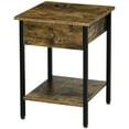 thumbnail image 1 of HOMCOM End Table with Wireless Charging Station, 2 USB Ports, Rustic Brown, 1 of 9